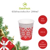 thumbnail of DeinPack 200 Glühweinbecher 200 ml – Winter Pappbecher mit Schneeflocken Motiv