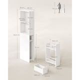 thumbnail of Helloshop26 - Badezimmerschrank 40 x 18 x 134,4 cm hoch schmale Aufbewahrungseinheit mit Schubladen und verstellbarem Einlegeboden 12_0006475