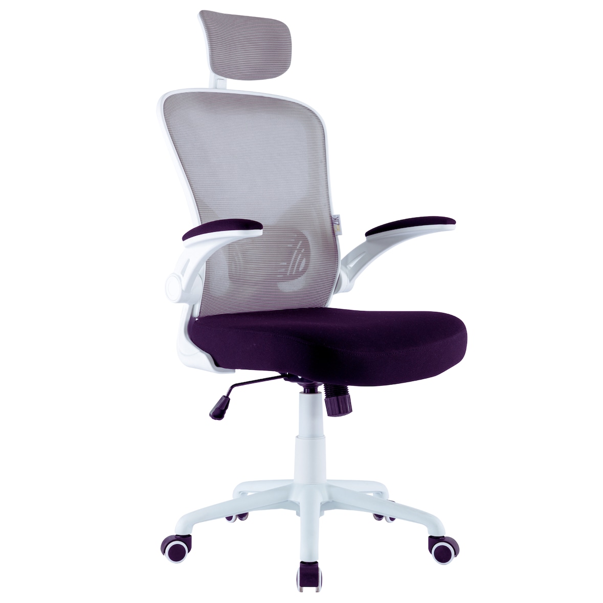 ZIK Cadeira de escritório Cadeira giratória ergonómica com apoio lombar, apoios de braços e apoio de cabeça - Branco