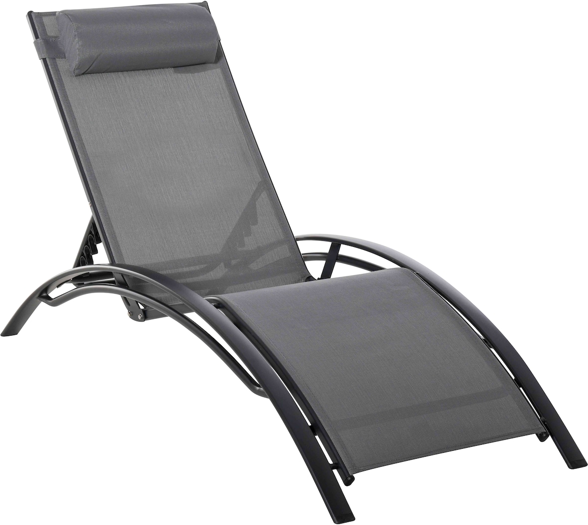 Tumbona Reclinable con Respaldo Ajustable Reposacabezas Extraíble Aluminio Gris