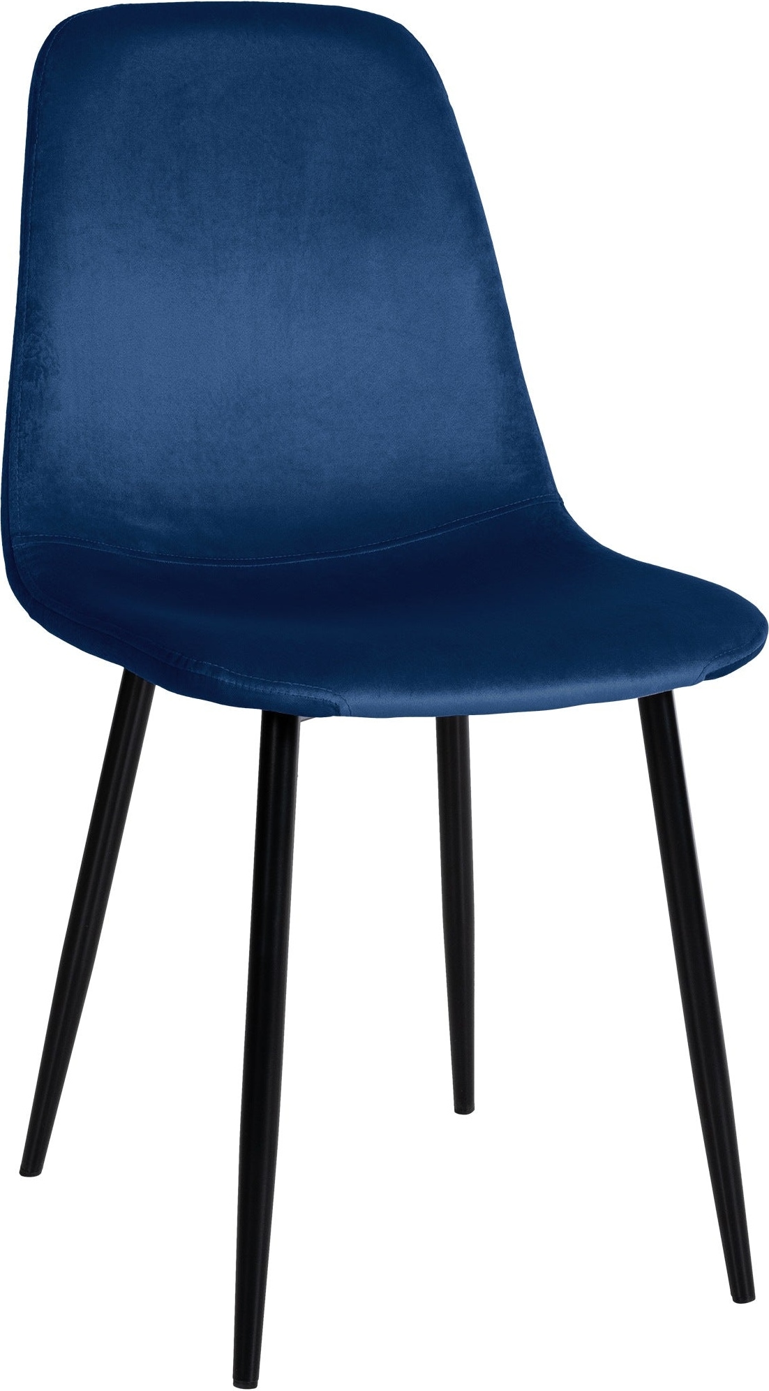 Décoshop26 - Esszimmerstuhl x1 schlichtes Design mit schwarzen Metallbeinen und blauem Samtsitz 10_0002061