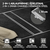 thumbnail of LuxeBath Duschrinne 50 cm 2-in-1 befliesbar Silber – Edelstahl-Bodenablauf extra flach, Komplettset mit Siphon, Geruchsstop & Haarsieb,