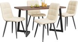thumbnail of Essgruppe 5-teilig Esstisch mit 4 Stühlen Walnuss 117x68x75 cm Samtbezug Metallbeine schwarz, platzsparendes Küchen und Esszimmer Set