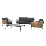thumbnail of METRO Professional Set de terrasse TRIBU  4 pièces, aluminium / rotin PE, 1 x banquette 2 places, 2 fauteuils, 1 table, gris foncé