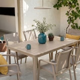 thumbnail of Set de comedor de jardín con mesa rectangular 140x85 cm y 6 sillas con reposabrazos en textilene resistente para terraza exterior David+Victoria-taupe