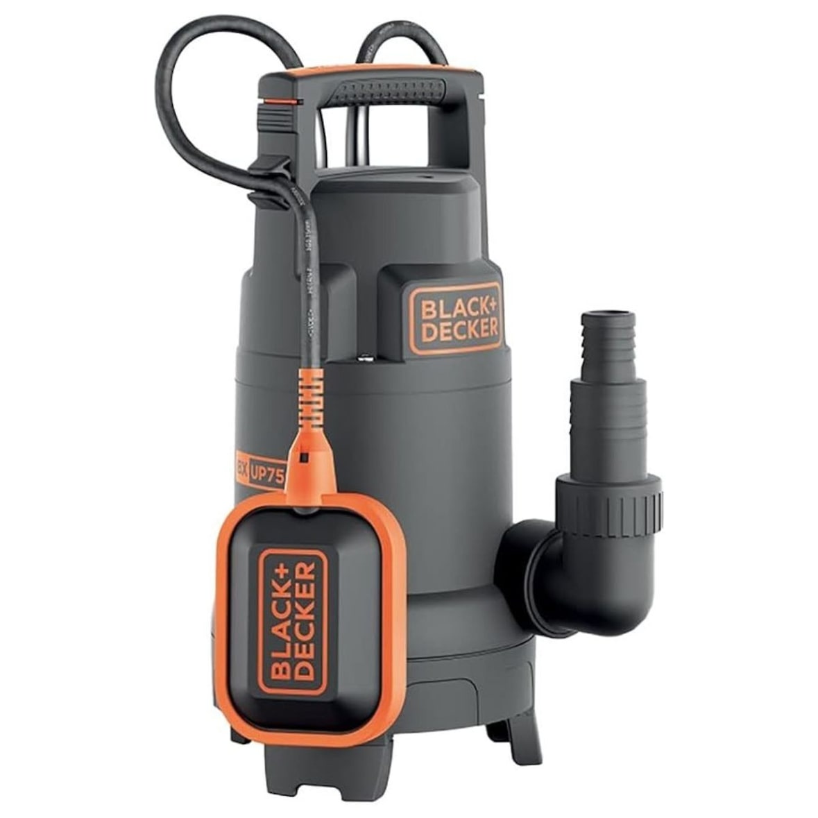 Bomba de Vácuo Cave Águas Residuais 750W - Bomba Submersível Flutuador Integrado Água Clara / Taxa de Fluxo de Água Suja 13000 l/h Preto + Decker