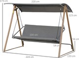 thumbnail of Outsunny columpio balancín de jardín de 3 plazas con Techo ajustable asiento acolchado y marco de acero carga 280 kg 224x133x173cm