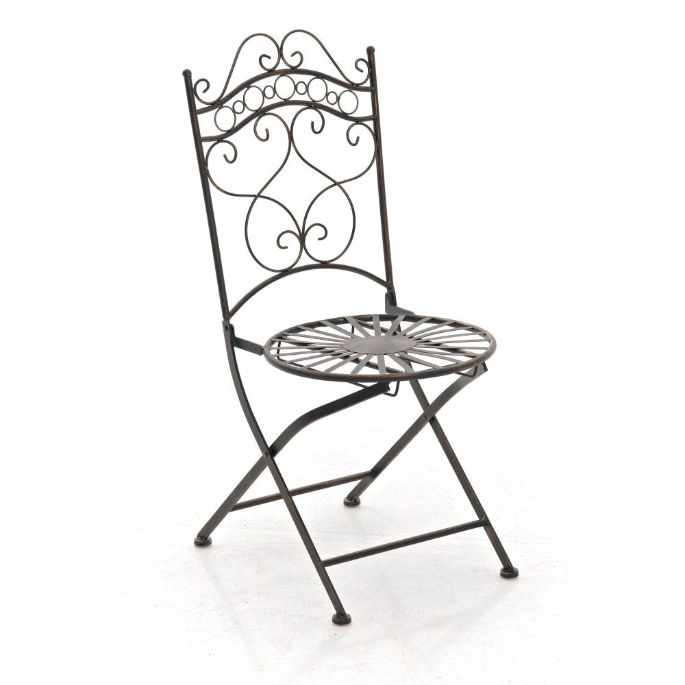 Décoshop26 - Chaise de jardin terrasse balcon design rustique en fer forgé bronze 10_0003003