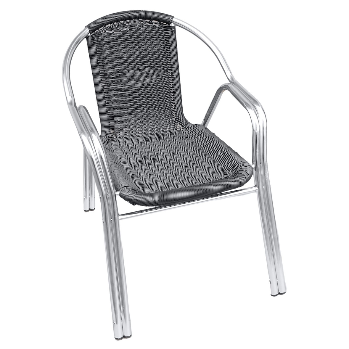 METRO PROFESSIONAL Stapelbare bistrostoel met armleuningen Narni, aluminium/polyrattan, grijs/zilver