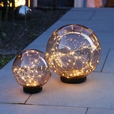 thumbnail of LED Solar Kugel Tisch Gartenleuchte mit Drahtlichterkette bernstein amber 30cm