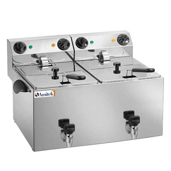 Friggitrice elettrica professionale da banco 10 + 10 lt. dimensioni mm 600x480x350h Watt 3500 + 3500