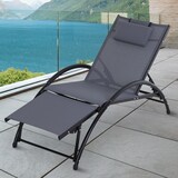 thumbnail of Outsunny Tumbona de Jardín Aluminio Reclinable con Respaldo Ajustable de 5 Niveles Reposapiés y Reposacabezas Extraíble para Terraza 66x152x81 cm