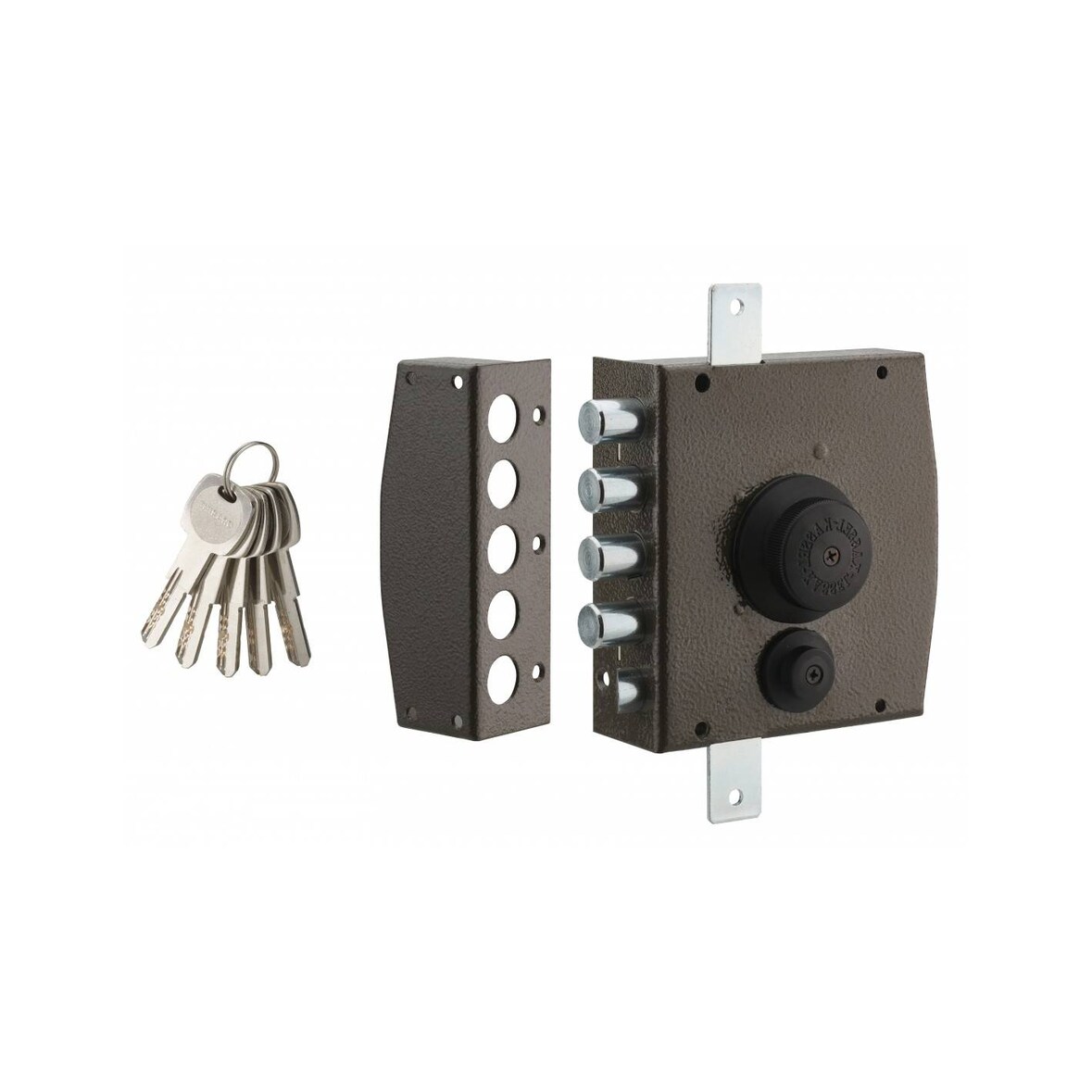 Serrure 3 points a bouton et cr t2 1/2 tour gauche