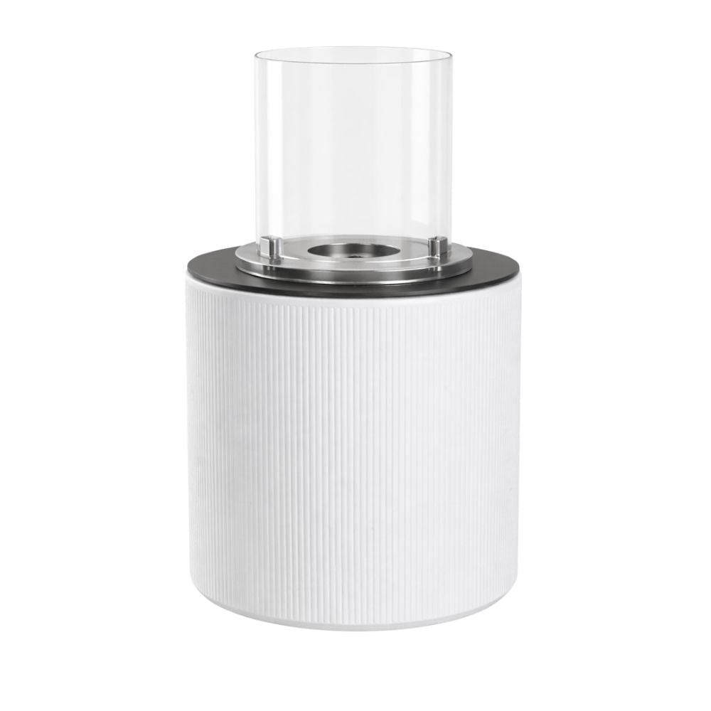 Camino Bioetanolo da Pavimento Biocamino per Interno Esterno Bruciatore in Acciaio Inox con Vetro Design Salotto e Ristoranti cm 36x56 – Bianco