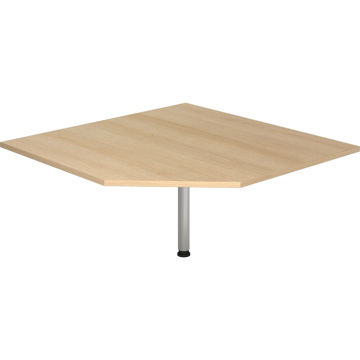 Verkettungsplatte trapezform 120x120cm mit Fuß Eiche/Silber