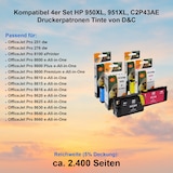 thumbnail of Kompatibel 4er Set HP 950XL, 951XL, C2P43AE Druckerpatronen Tinte von D&C