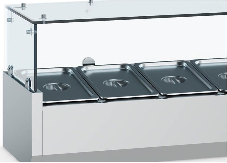 Gastro Aufsatzkühlvitrine Kühlvitrine Kühltheke 1500x395x435 mm 6x1/3GN