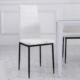 thumbnail of Pack de 4 sillas de comedor tapizadas en lino sillas de cocina modernas con respaldo alto y patas de metal carga 120 kg para salón 41x50x97 cm blanco