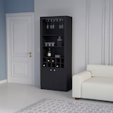 thumbnail of Mueble Bar Nebo en melamina con 4 estantes , 2 puertas , 10 portabotellas y 8 portacopas , negro , 190 cm  X 75 cm  X 36.5 cm