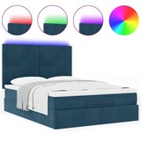 thumbnail of vidaXL Ottoman-Bett mit Matratzen & LEDs Dunkelblau 140x200 cm Samt