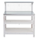 thumbnail of Mesa de plantación HWC-N55, mesa de jardinería, mesa para flores, estante para plantas, madera galvanizada certificada FSC®, 117x102x56cm ~ blanco