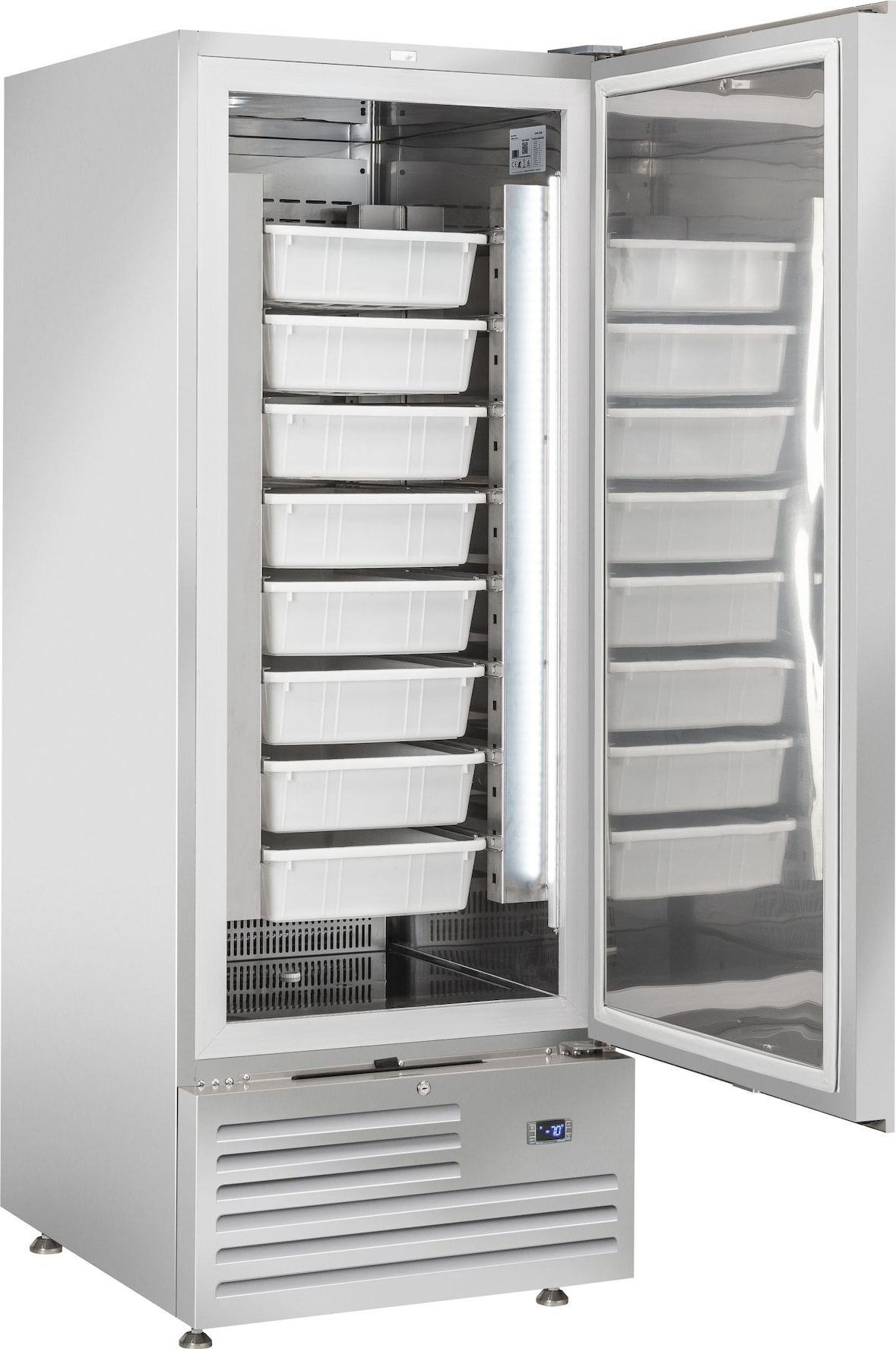 Cool Head Pesce gekühlter Edelst.-Schrank. Edelst.boden-Tabletts. Abtau auto. T° -7°/+2°C. Dim. 74x88x202,5 H. Kühlkopf QRX688FH