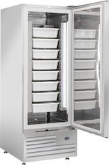 thumbnail of Cool Head Pesce gekühlter Edelst.-Schrank. Edelst.boden-Tabletts. Abtau auto. T° -7°/+2°C. Dim. 74x88x202,5 H. Kühlkopf QRX688FH