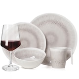 thumbnail of Melamin Geschirr-Set 4 Personen Amboss Design 16 Teilig + Milano Gläser Rot Weingläser Tafelgeschirr Picknick BBQ Kochgeschirr