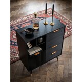 thumbnail of Sideboard 77x97x40 cm Anrichte Schwarz mit Eiche-Dekor, Kommode mit Türen und Schubladen, Kommodenschrank Flurschrank mit Regal Modern, Standschrank
