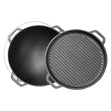 thumbnail of Ø36 Uchag 2mm stahl Utschak Utschagofen 8L Gusseisen Kazan mit Gusseisen Deckel-Grillpfanne Kasan Feuerstelle Feldküche Außenküche Eintopfofen