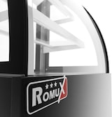 thumbnail of Romux® Kühlvitrine für Konditorei Standgerät 2 Böden Gebogenes Glas Schwarz 300 Liter Umluftkühlung | Professionelle Vitrinen