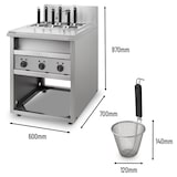 thumbnail of VERTES Gastro Cuocipasta con supporto Cuocipasta in acciaio inox, elettrico, 3x 1700 Watt, 3 vasche di cottura separate da 14 litri ciascuna