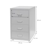 thumbnail of Rollcontainer Housten | HxBxT 48x28x41cm | 4 Schubladen | Weiß | Schubladenschrank Stahlschrank Büroschrank