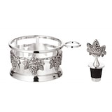 thumbnail of Flaschenuntersetzer Trauben, mit Flaschenverschluss, edel versilbert, Durchmesser 9 cm, Höhe 10 cm