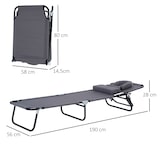 thumbnail of Outsunny Tumbona Plegable con Respaldo Ajustable en 4 Posiciones Tumbona de Jardín con Almohada Marco de Acero y Tela Oxford para Camping 190x56x28 cm