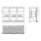 thumbnail of Barkühler schwarz 3 türen - 320 Liter - 1350 x 520 x 850 mm