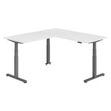 thumbnail of bümö Eckschreibtisch elektrisch höhenverstellbar L-Form: 180 x 200 cm in weiß, Gestell graphit - Stehschreibtisch mit Memory-Steuerung, elektrischer