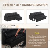 thumbnail of Merax 3-Sitzer Schlafsofa mit Stauraum – Modulares Ecksofa aus Cord, bequemes Sofabett, Schwarz