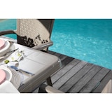 thumbnail of Table de jardin rectangulaire 200x95 cm en résine,pieds croisés,structure renforcée en métal et trou pour parasol - SAMUEL - Taupe
