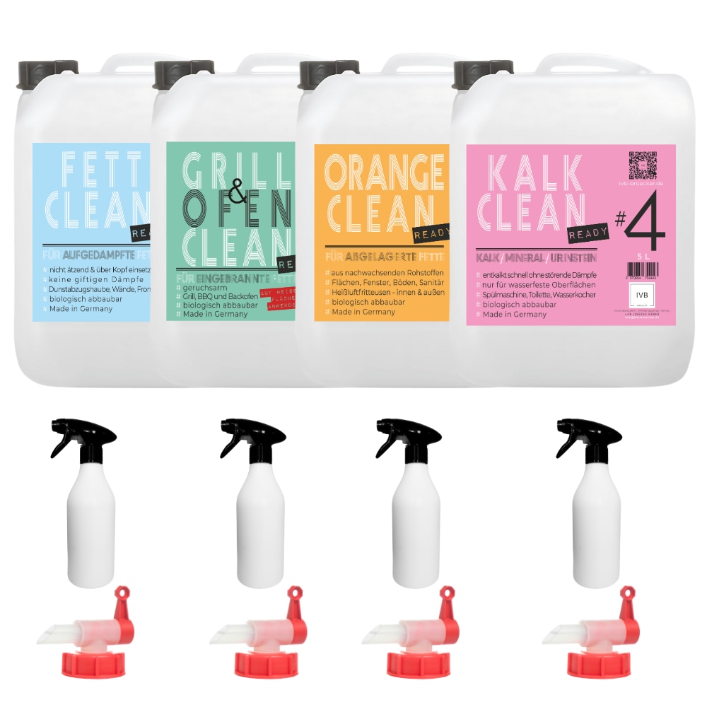Starter Set 4x 5l inkl. Zubehör (gebrauchsfertig), komplettes Reiniger-Paket