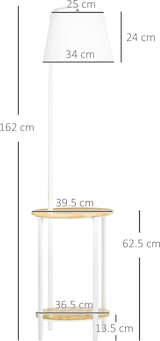 thumbnail of Stehleuchte mit Ablagen 40x40x162 cm E27 bis 40 W Standlampe mit Stoffschirm und Bambus Ablagetischen Weiß Stahl für Wohn und Schlafraum