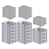 thumbnail of PROREGAL SuperSparSet 16x Eurobox NextGen Grip mit Auflagedeckel & 4 roten Verschlüssen, HxBxT 12x30x40cm, 11L, Grau, Griffe offen, Eurobehälter