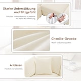thumbnail of L-förmiges Schlafsofa 218x156x86 cm 3-Sitzer aus Chenille mit Fußhocker, verstellbaren Armlehnen, Stauraum Wohnzimmer Sofa Beige