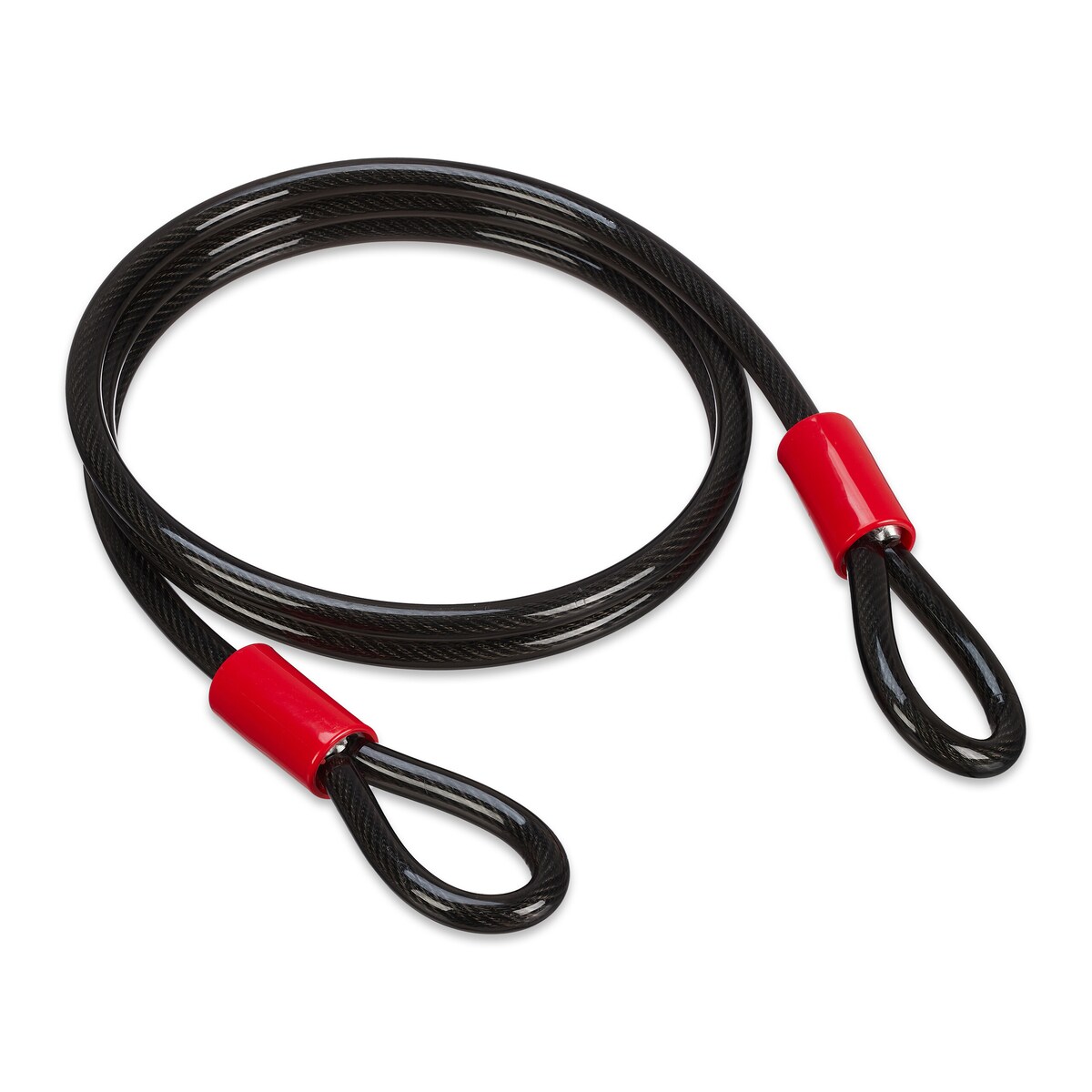 Relaxdays Schlaufenkabel 2 m, ummanteltes Stahlseil mit Ösen, Ø 12 mm, Sicherung Fahrrad, Motorrad, Gartenmöbel, schwarz