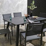 thumbnail of Table de jardin carrée extensible en aluminium noir