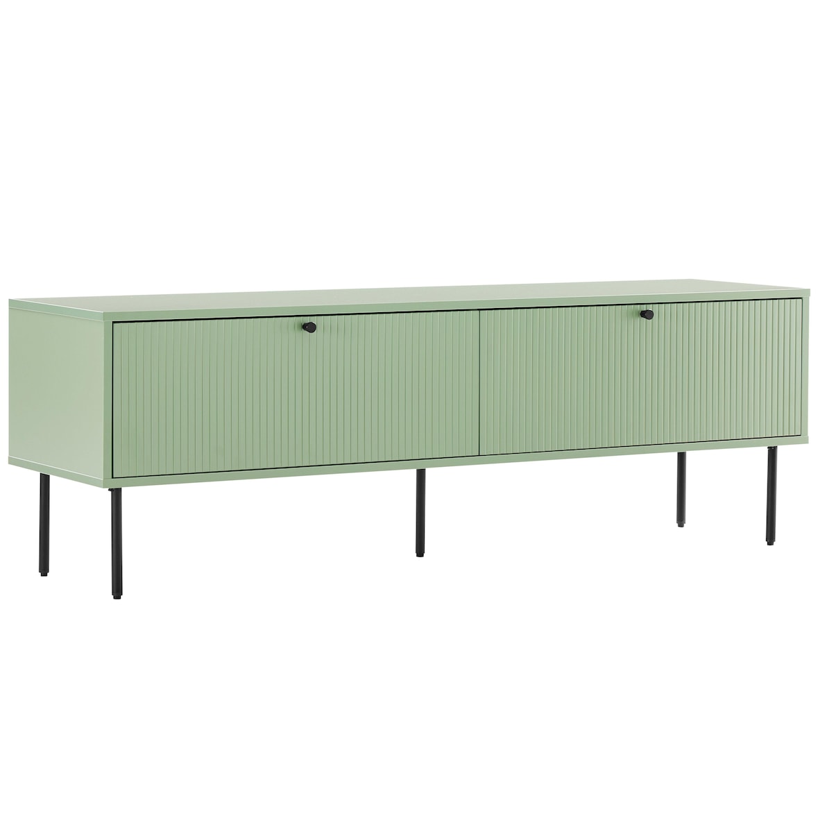 Meuble TV 2 portes en acier et MDF décor mélaminé 150 cm vert sauge