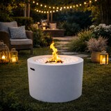 thumbnail of RODI Chimenea de bioetanol redonda blanca, brasero para uso interior y exterior, diámetro 47,5 cm