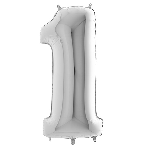 Ballons mylar 36 cm "1" argent (30 unités) MESA BELLA