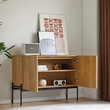 thumbnail of Sideboard 100x40x75 cm 2 Türen Metallbeine moderne Kommode Wohnzimmer Flur Esszimmer Naturholz Design Aufbewahrung