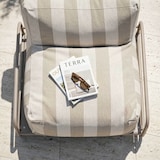 thumbnail of Chauffeuse rayée salon de jardin modulable et structure beige